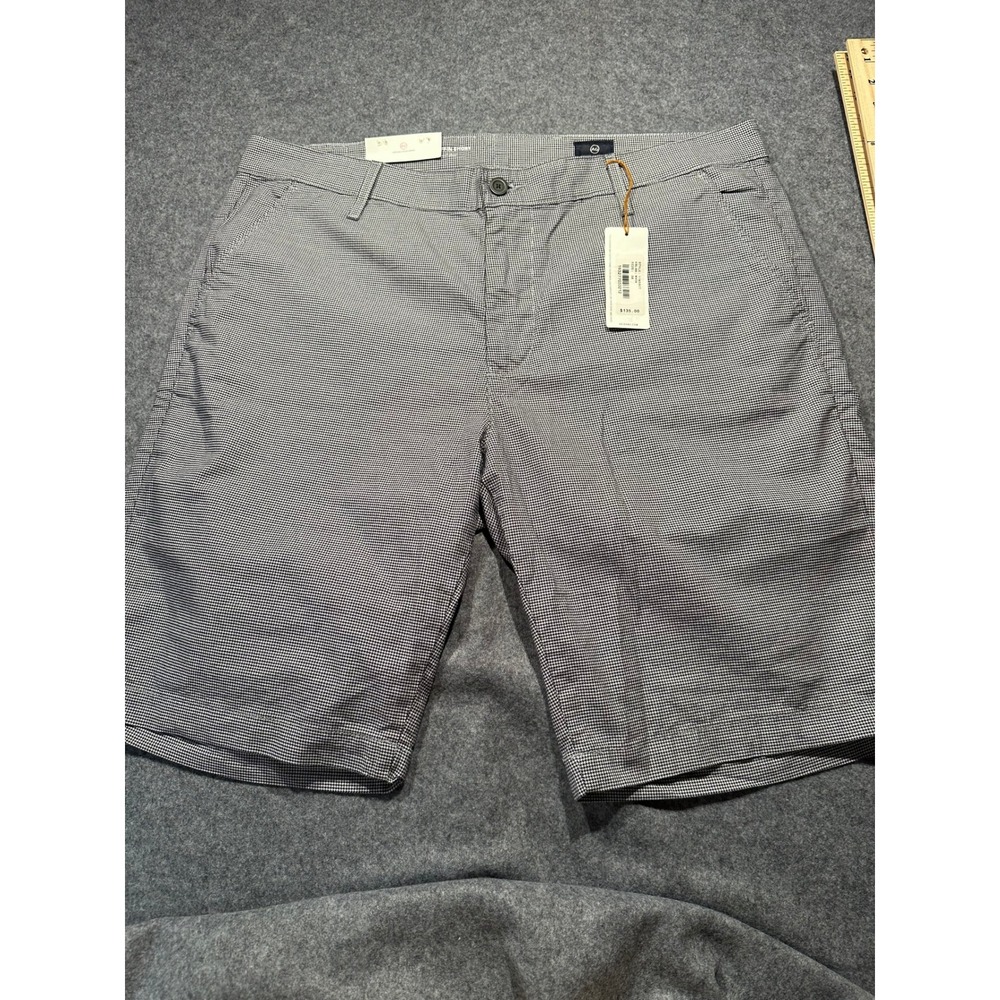 AG The Griffin Tailored Shorts Mens 38 Blue Houndstooth 1185SCT